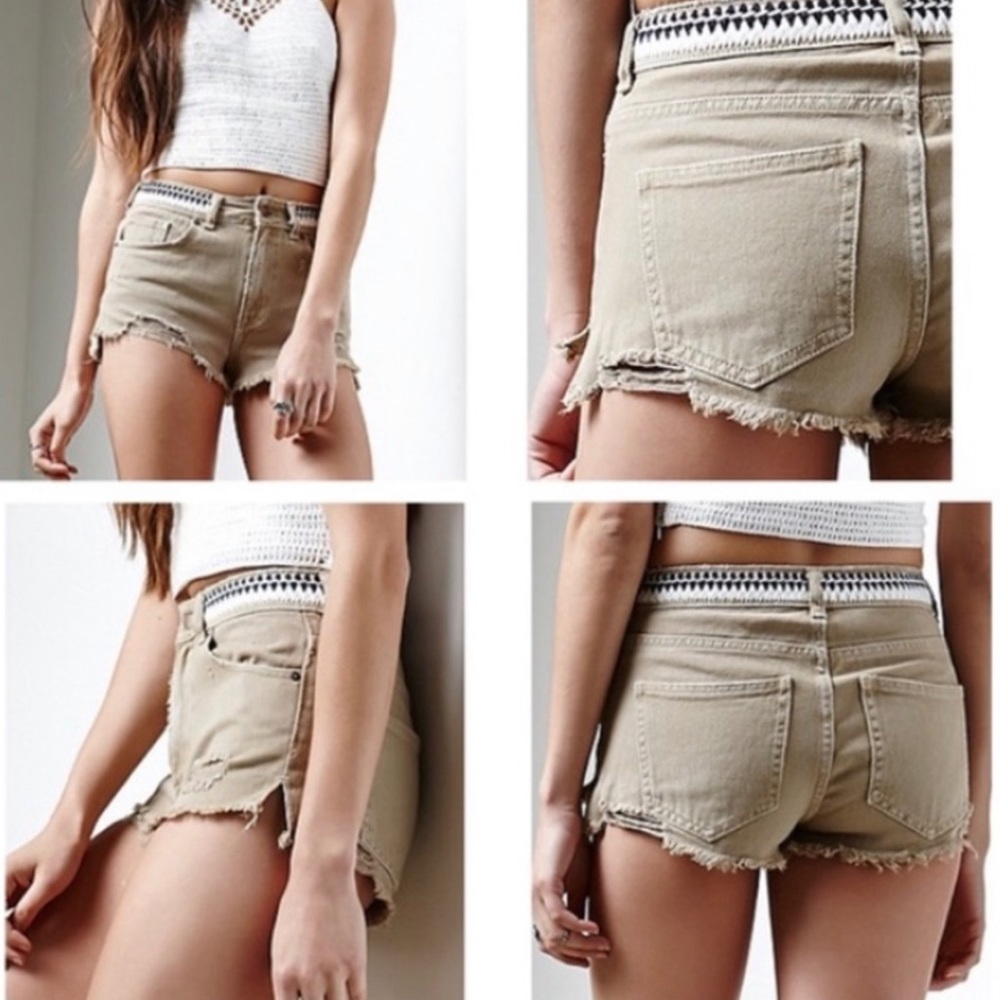 Cutoff Boho Embroidered Distressed Shorts - Picture 2 of 5